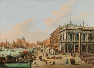 Molo dalla Biblioteca Marciana davanti l'entrata del Grande Canale, Venezia, Giuseppe Bernardino Bison