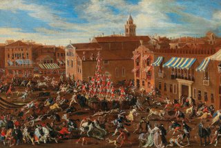 Joseph Heintz Le Jeune, La chasse au taureau au Campo San Polo, Venise