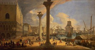 Luca Carlevarijs - The Molo, Looking toward the Doge's Palace
