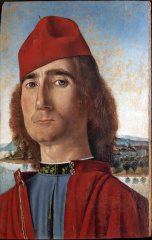 Ritratto d'uomo col berretto rosso by (Vittore Carpaccio, Correr Museum)