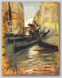 Giovanni Boldini (1842-1931) - Canal a venise et gondole